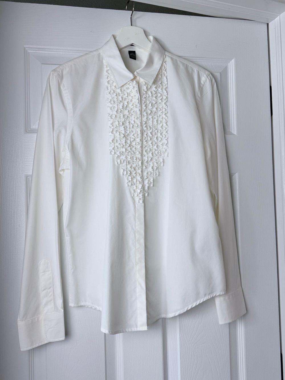 Vintage Lauren Ralph Lauren Ruffle Front Cotton Dinner Shirt Size Large